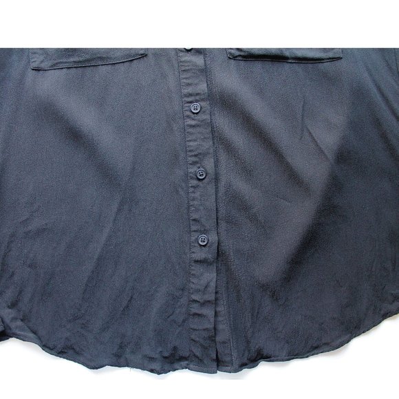 ALLSAINTS Lexi Collarless Button-Down Shirt / XS / Black Blouse - Picture 9 of 12